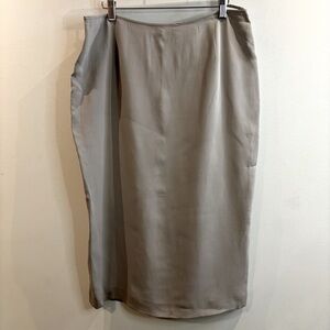 LUISA SPAGNOLI Sz 48 100% Silk Lined Capsule Wardrobe Slit in Back Pencil Skirt